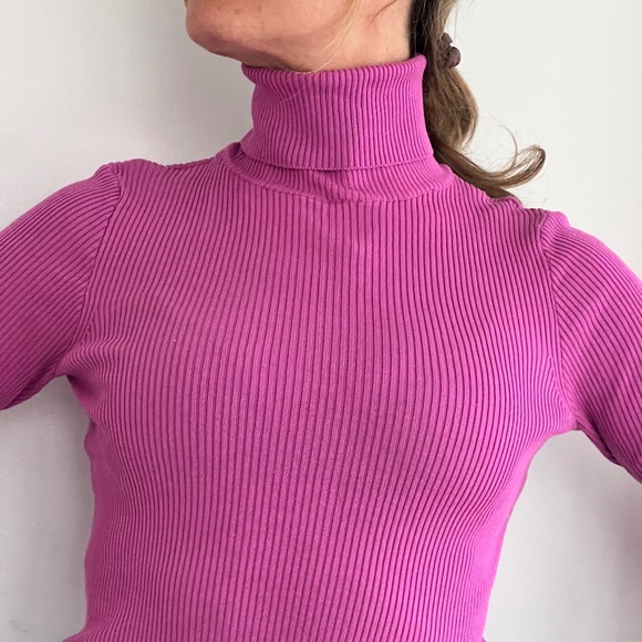 Pink cotton class ribbed turtle neck - Picture 4 of 4